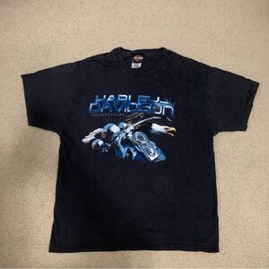 Vintage Harley Davidson W. Collingswood NJ Bald Eagle Black T-Shirt Men’s Large